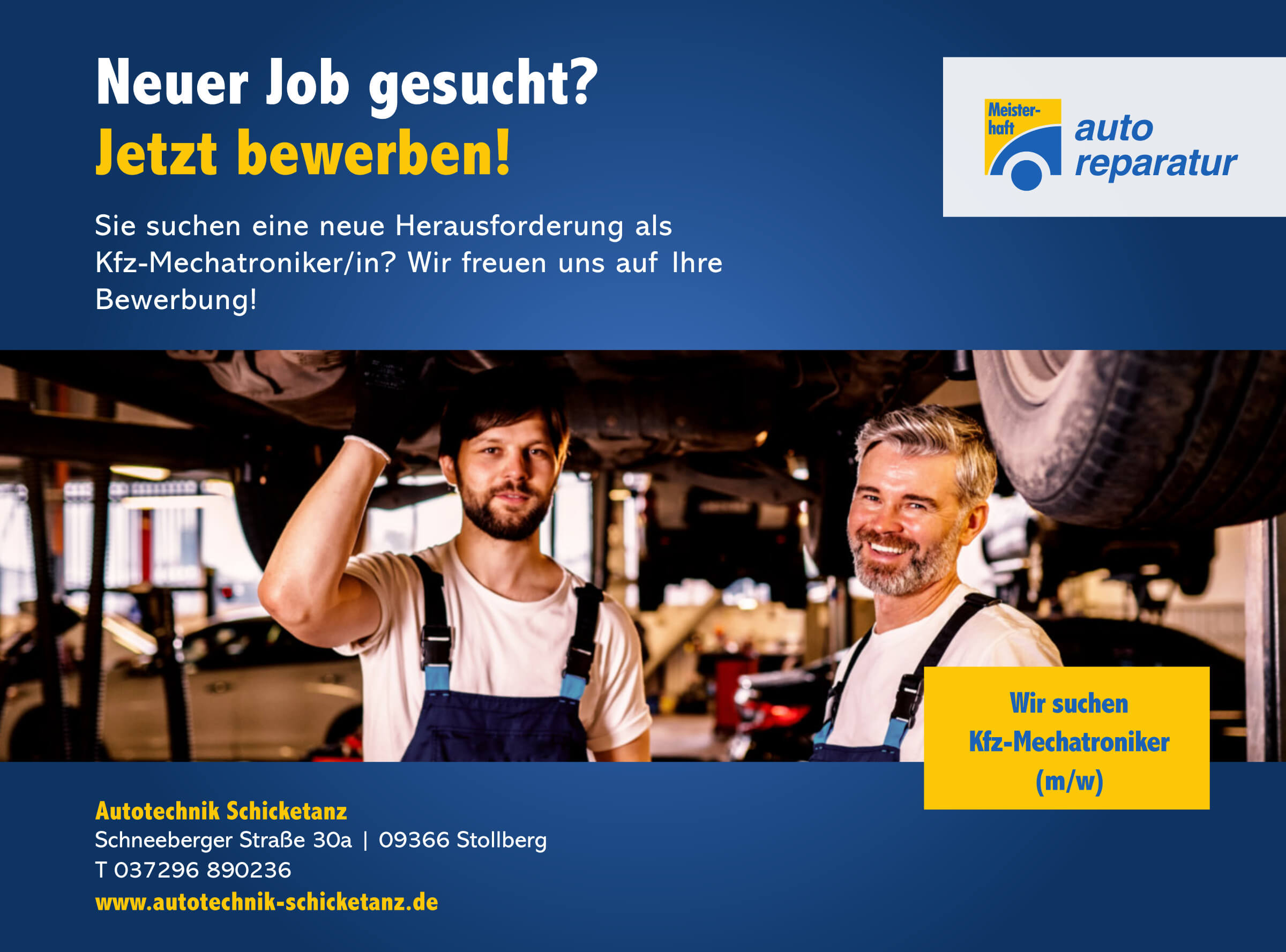 Bild Stellenanzeige bei Autotechnik Schicketanz